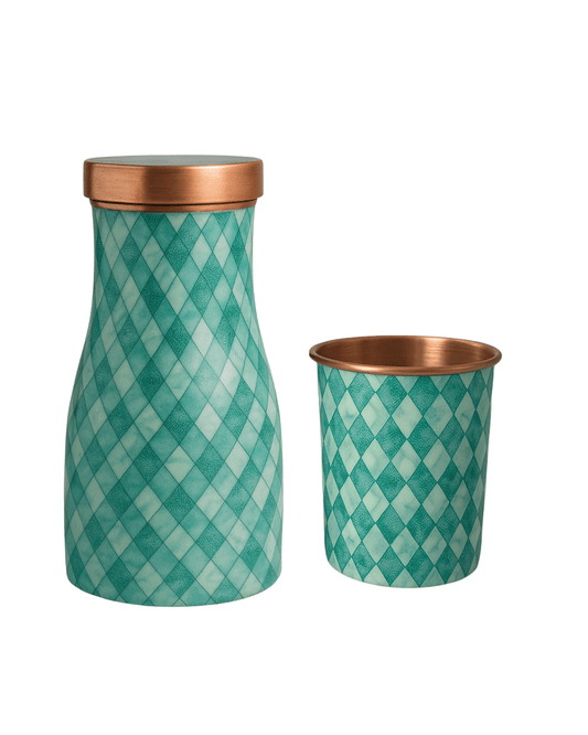 Pure Copper Harlequin Pattern Water Bottle