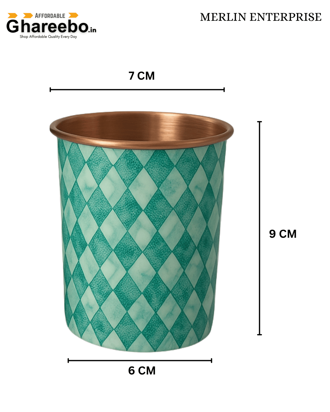 Pure Copper Harlequin Pattern Water Bottle