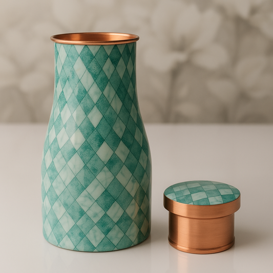 Pure Copper Harlequin Pattern Water Bottle